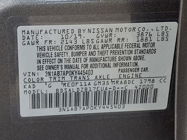 2019 Nissan Sentra SV
