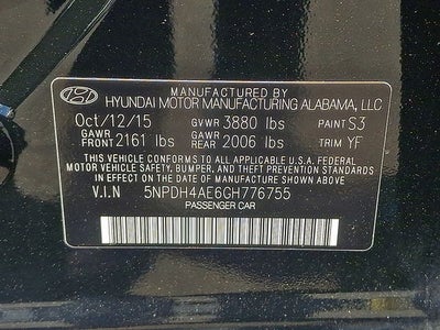 2016 Hyundai Elantra Value Edition