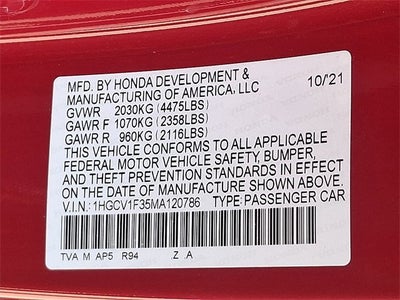 2021 Honda Accord Sedan Sport