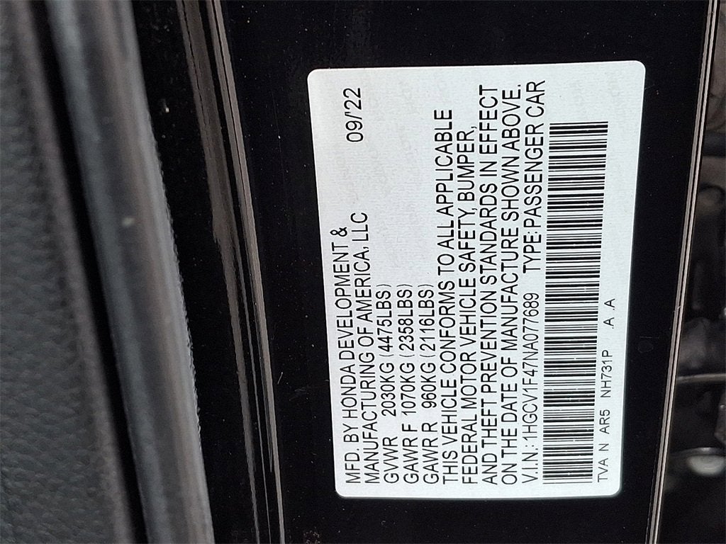 2022 Honda Accord Sedan Sport SE