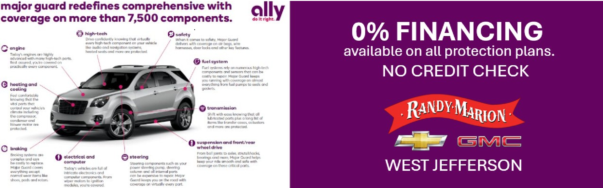 0% Financing available on all protection plans.