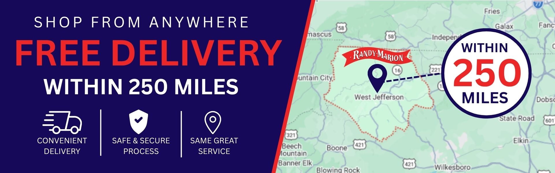 Free delivery within 250 miles