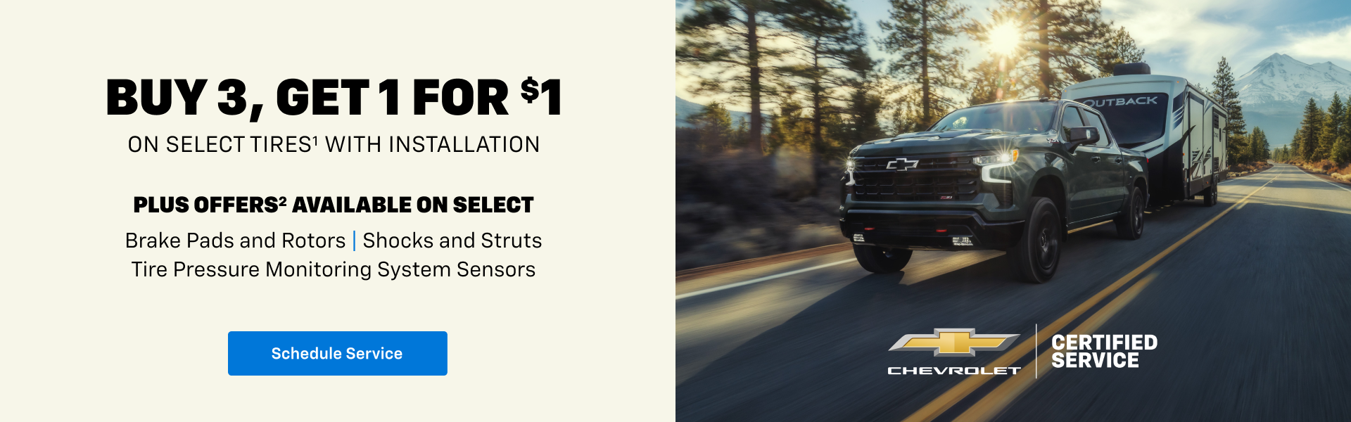 Buy 3, Get 1 For $1 on Select Tires at Randy Marion Chevrolet of West Jefferson in West jefferson 